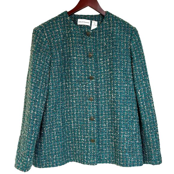 Alfred Dunner Jackets & Blazers - NWT Alfred Dunner Teal Green Tweed Blazer Jacket Office Career Artsy size 16